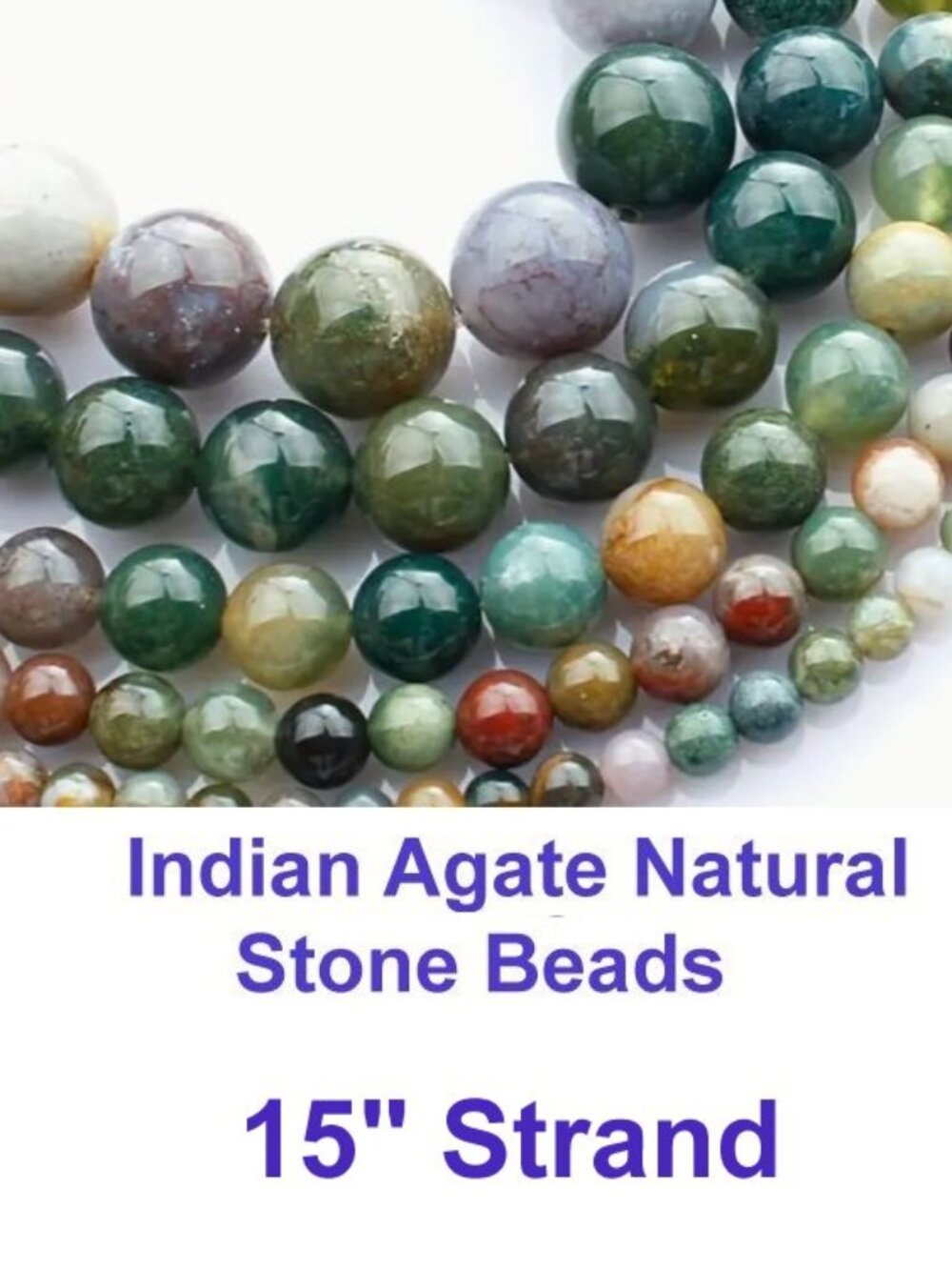 Natural Indian Agate Beads   15" Strand